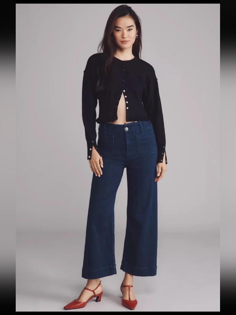Anthropologie The Colette Dark Blue High-Rise Wide-Leg Jeans